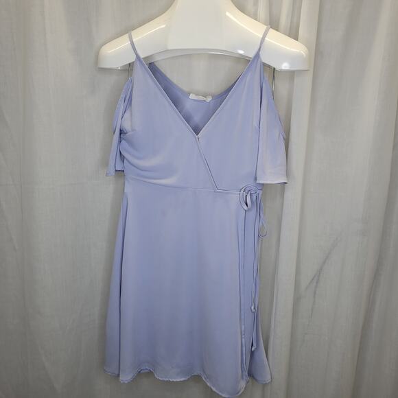 LUSH Periwinkle Cold Shoulder Wrap Dress, XS - Picture 1 of 8